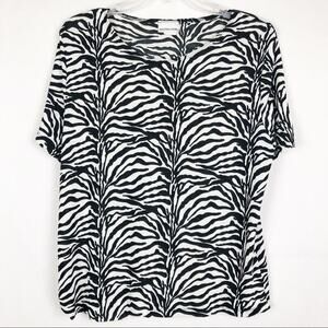 Tape Measure Vintage Zebra Print Short Sleeve Blouse Size XL